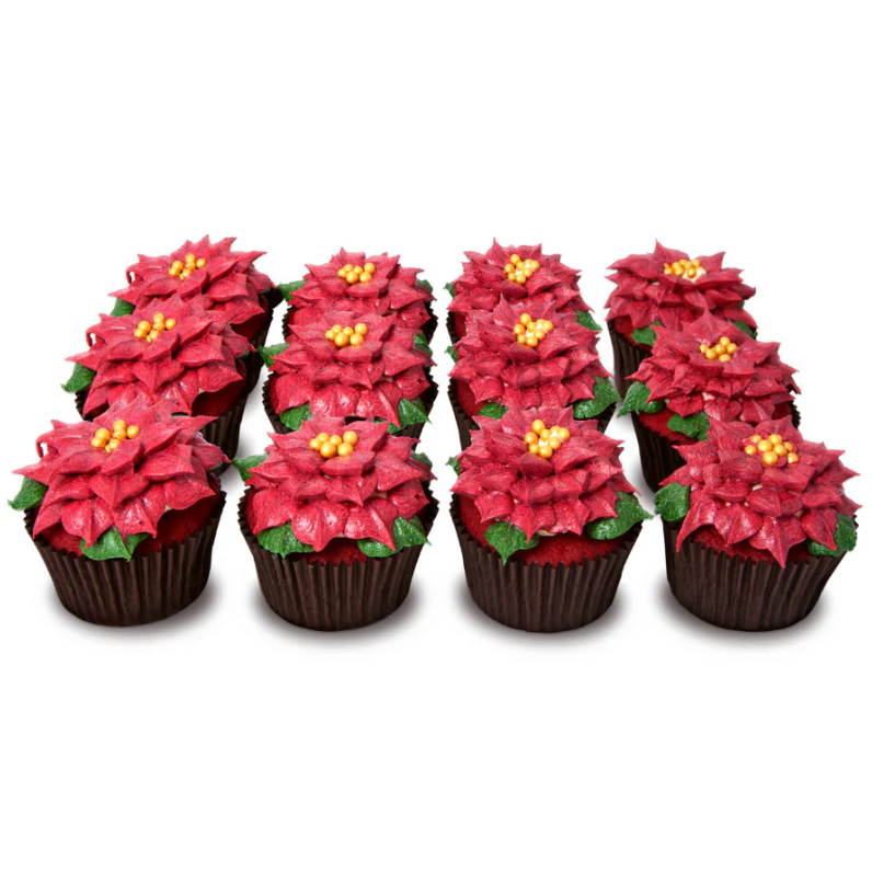 Red poinsettia cupcake