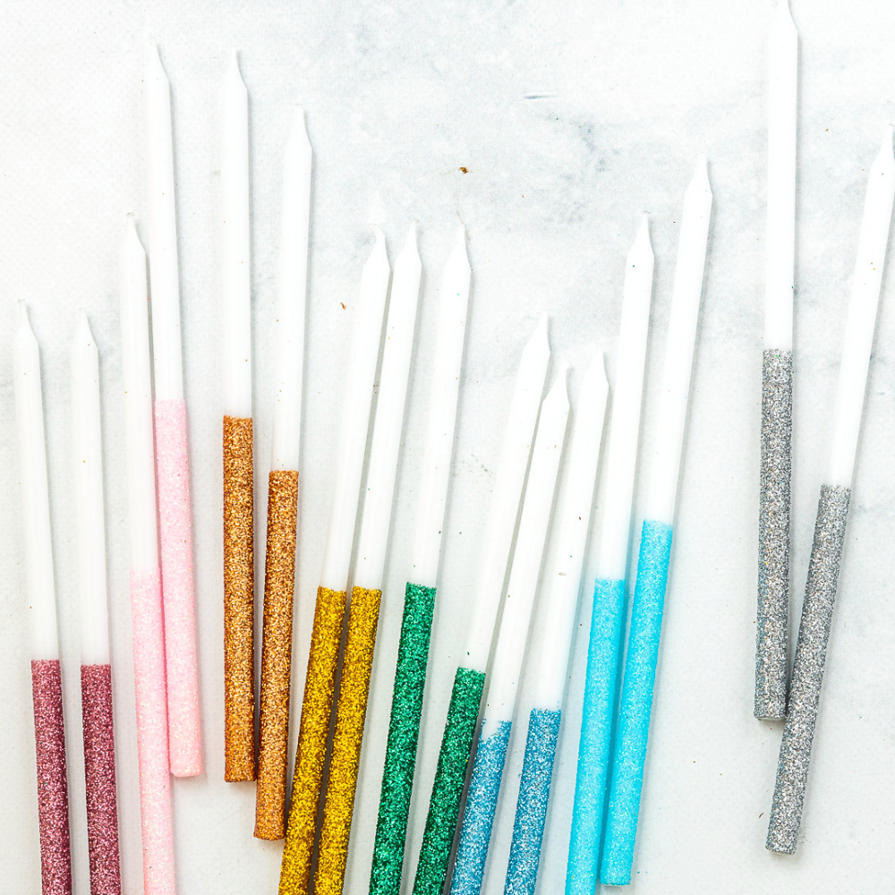 Glitter Silver - Dipped Candles