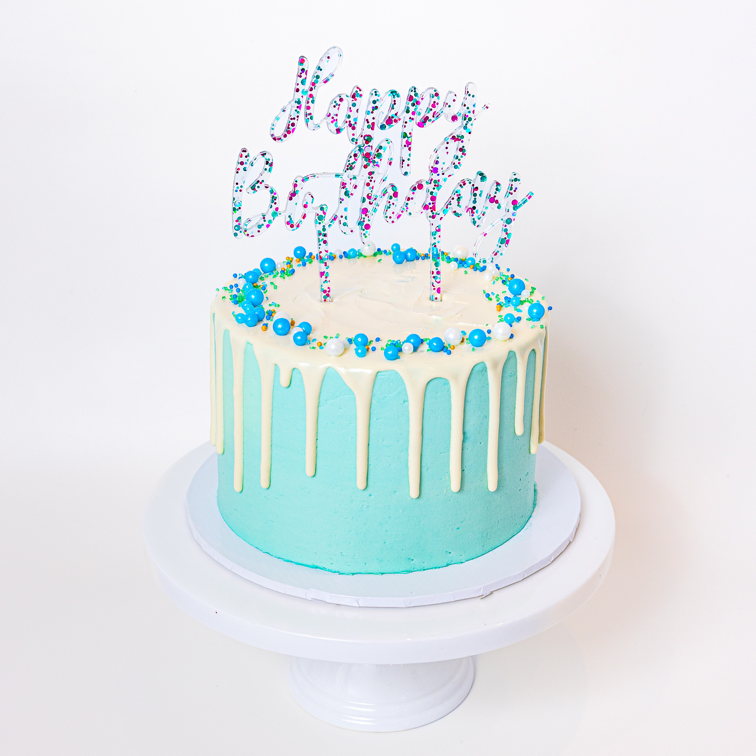 Pink Glitter HAPPY BIRTHDAY Cake Topper